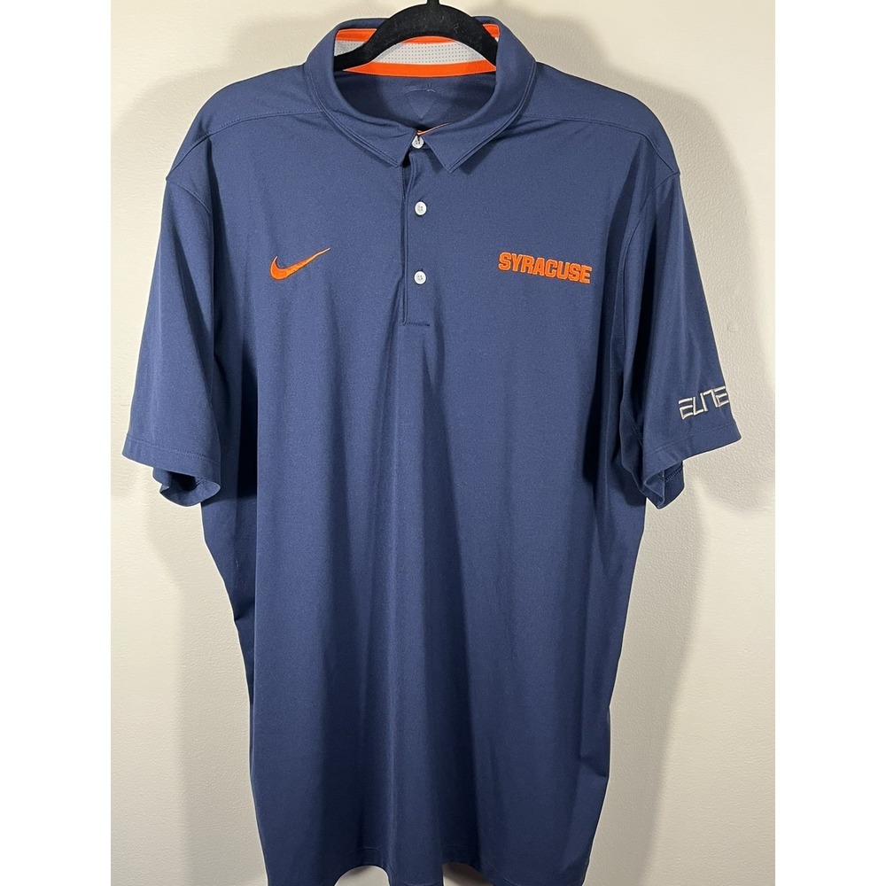 Syracuse Orange Shirt Men XL Navy Nike Dri-FIT Elite Polo Golf Short Sleeve (Q)
